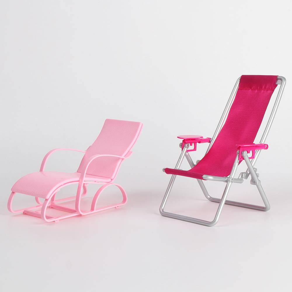 Mini Poupée Chaise de Plage Chaise Longue Pliante 1:6 Échelle Maison de Jeu Banc de Jardin Meubles de Maison de Poupée Accessoires Jouets Cadeaux