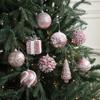 New pink foam Christmas ball pendant shiny glitter Diamond Powder Christmas Tree Hanging Ball Decor Navidad Decor 2025