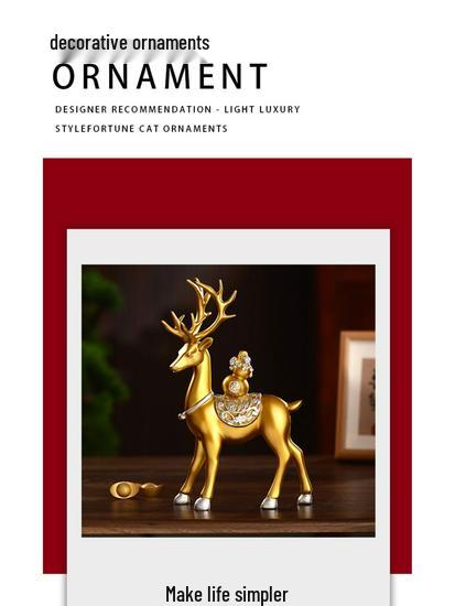 Fortune Deer Wealth-Attracting Ornament for Living Room and Cabinet – Perfect Housewarming or Opening Gift