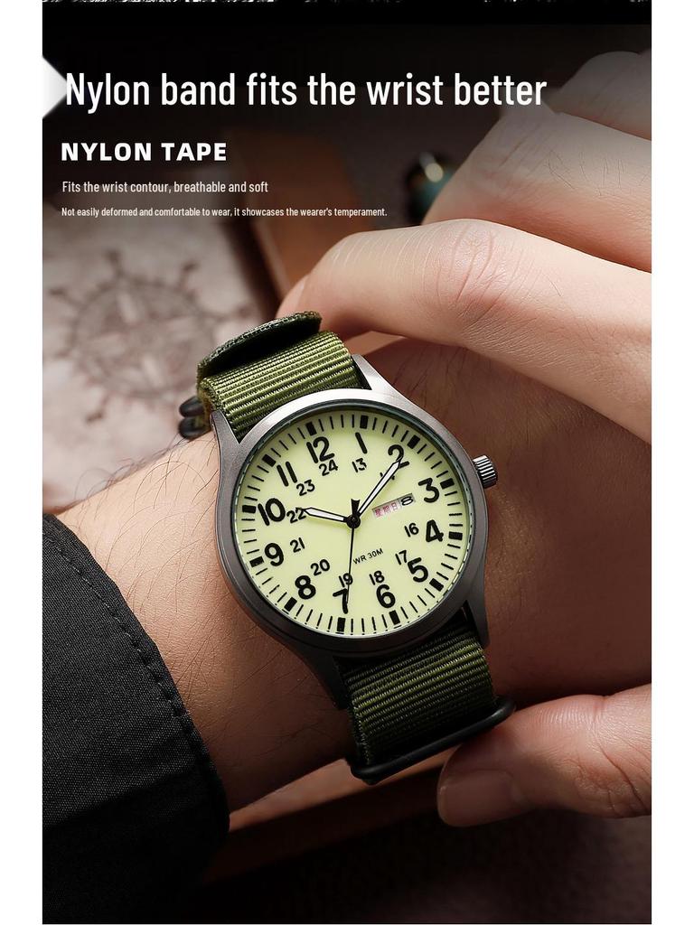 TPW 2024 Men's Luminous Nylon Quartz Watch with Date and Week Display
