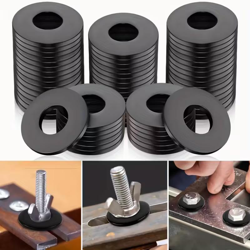 120-Piece Black Nylon Insulating Flat Washer Set with Plastic Gaskets