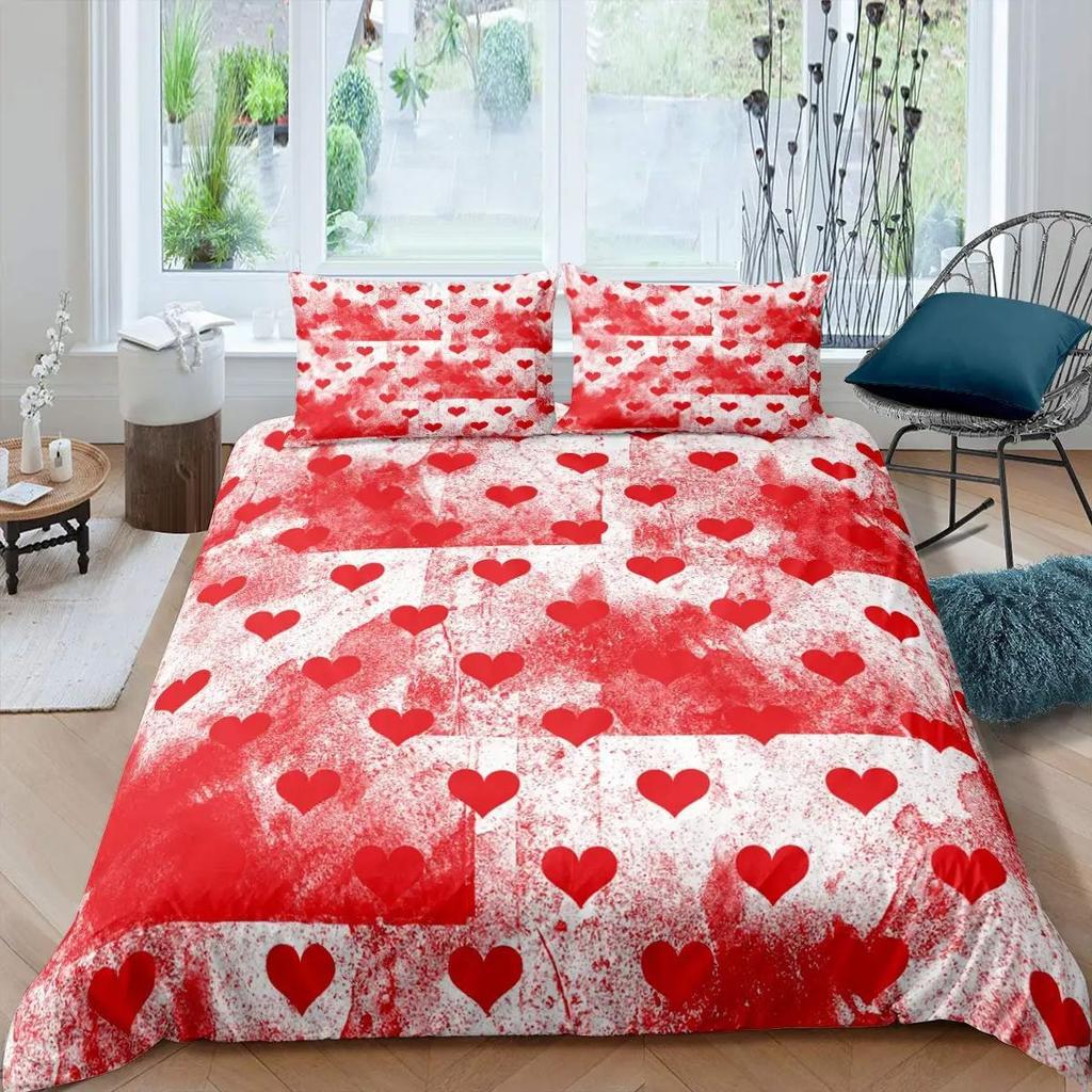 Couple Love Theme Bedroom Quilt Cover Three-Piece Duvet Cover Set Bedspread