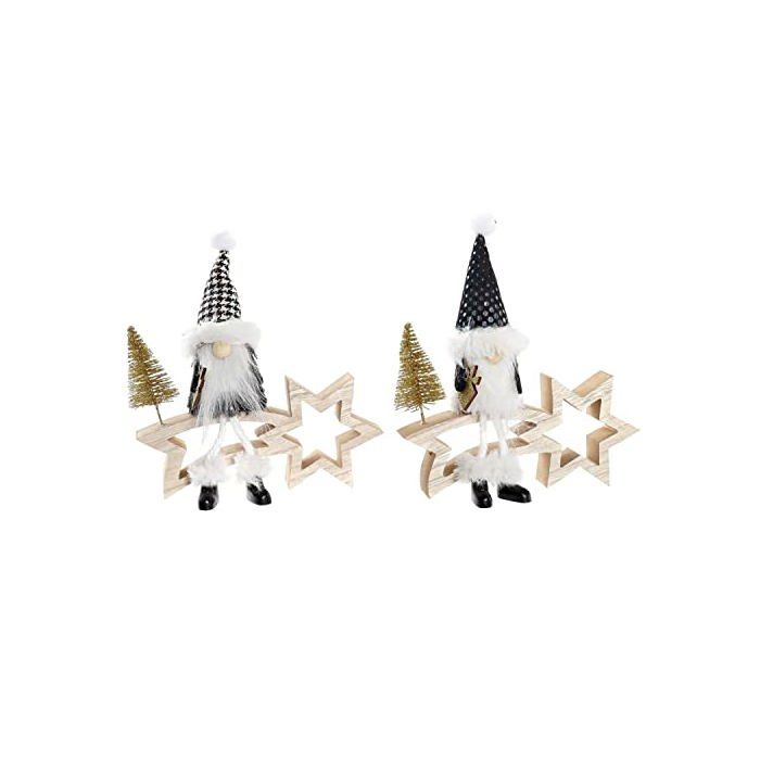 Étoile de Noël - DKD Home Decor - Blanc et noir - Polyester et MDF - 18x6x19 cm - Décoration de saison - Légère