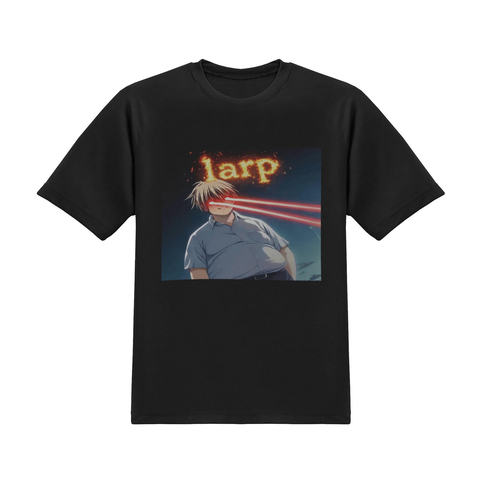 Larp Meme T-Shirt, Anime Laser Eyes Graphic Tee 4XL
