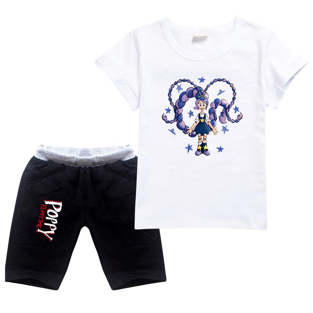 4140 Kids Girls Lily Lovebraids Printed Round Neck Short Sleeves Top Shorts Tracksuit Sets 100cm белый