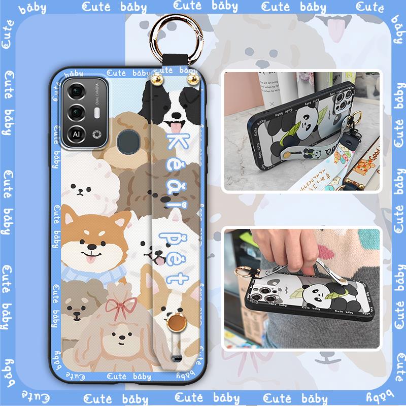 Phone Holder Protective Phone Case For ZTE Blade A53 Pro Durable Cute Back Cover Lanyard Anti-dust Fashion Design Ring