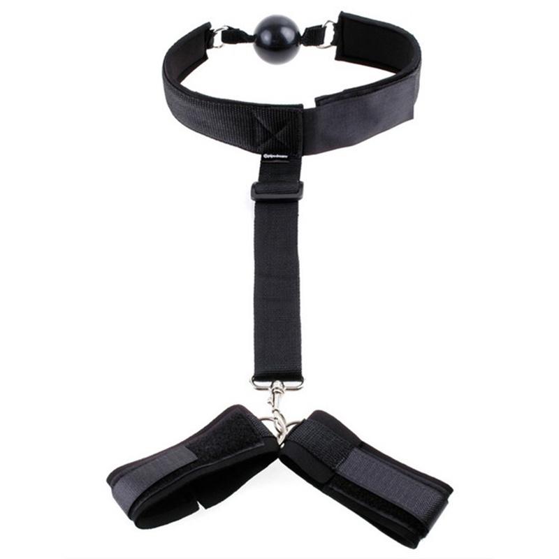 Erotic HandCuffs Mouth Gag BDSM Bondage Restraints Sex Toys for Couples Open Mouth Ball Backhand Cuffs Tied Up Adult Game
