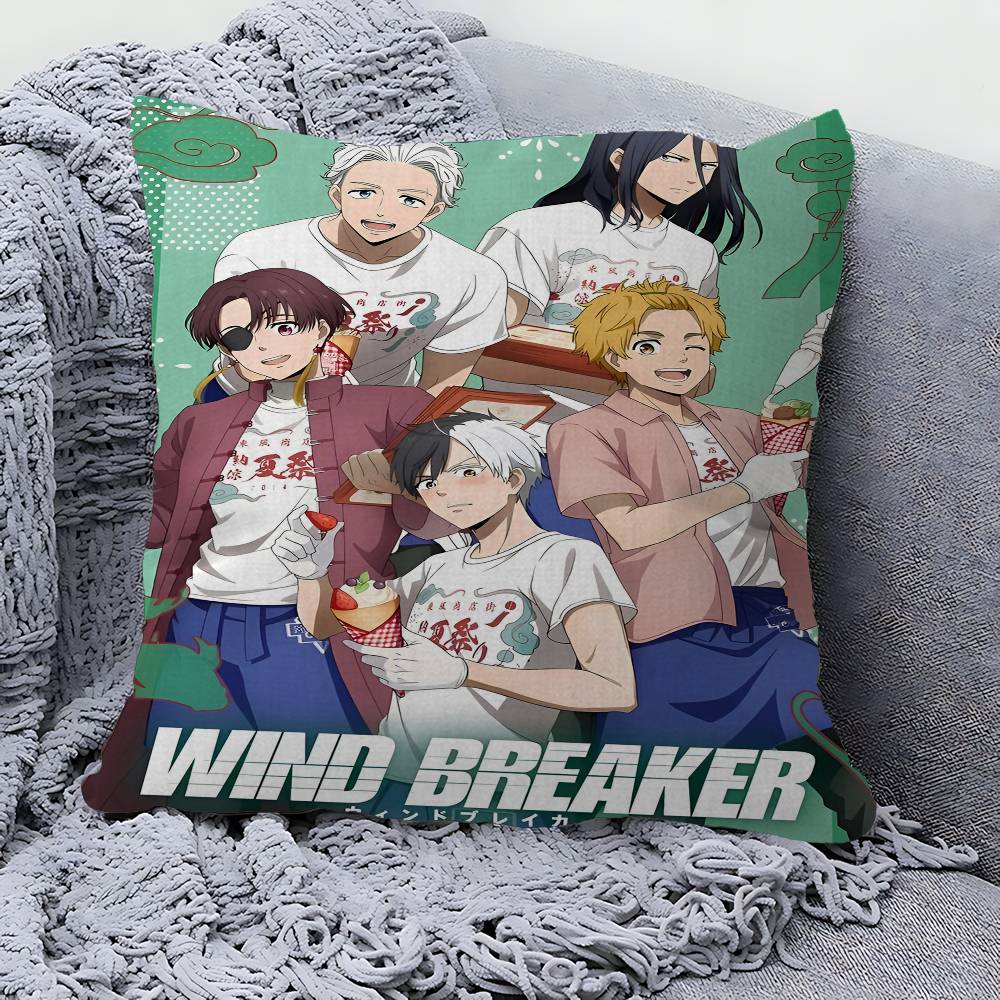 Anime Wind Breaker Pillow Cushion Cover Pillowcase Living Room Sofa Home Decor Customized