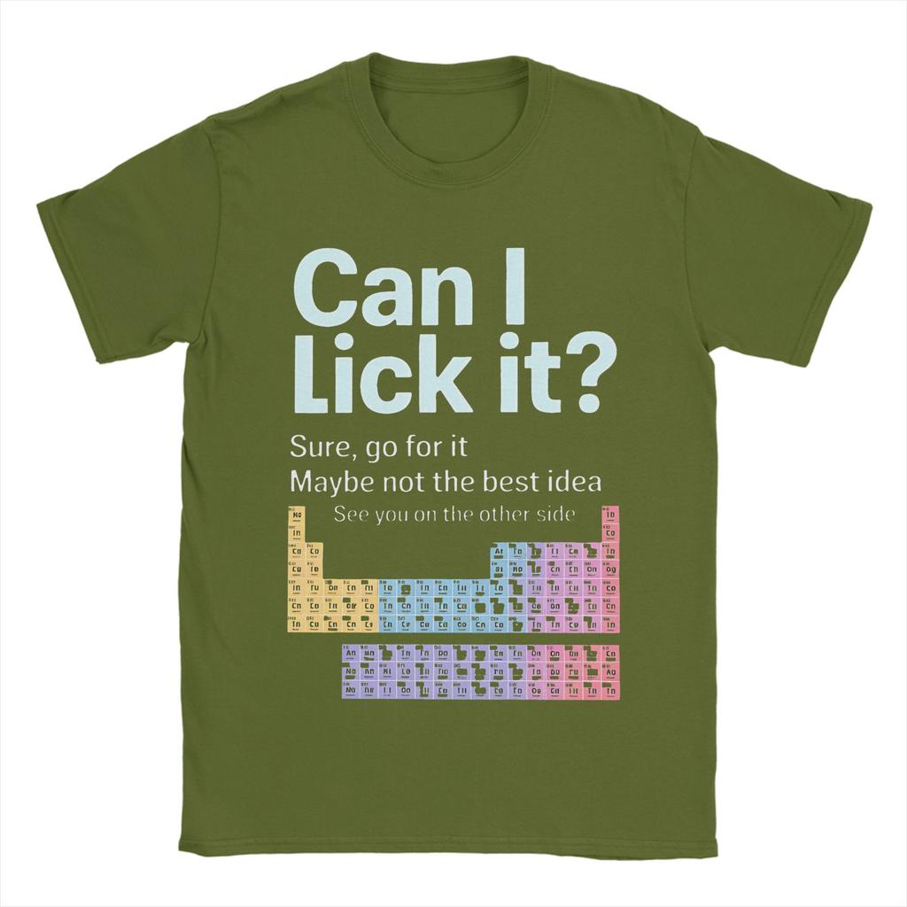 Can I Lick It Periodic Table Science T Shirt Men Women Cotton Novelty T-Shirt Crew Neck  Tees Short Sleeve Clothes Plus Size