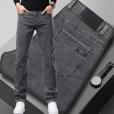 Herren Slim Jeans Koreanische Mode Elastisch Gerade Lässige Jeanshosen Bequem Arbeit Männlich Frühling Herbst Hosen Schwarz Grau