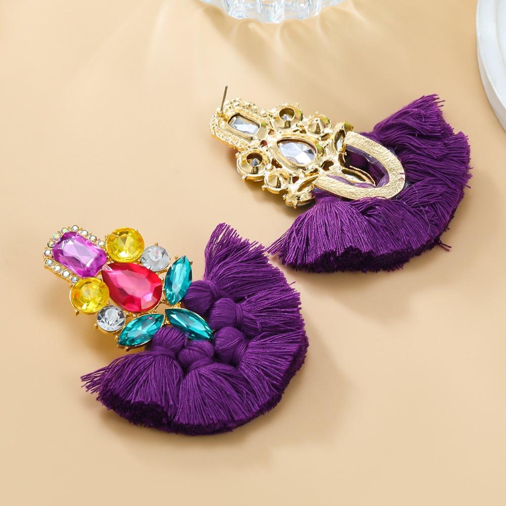

Dangle Design Shimmering Rhinestones Earrings Chic Bohemian Fringe Earrings Party Jewelry Style 1