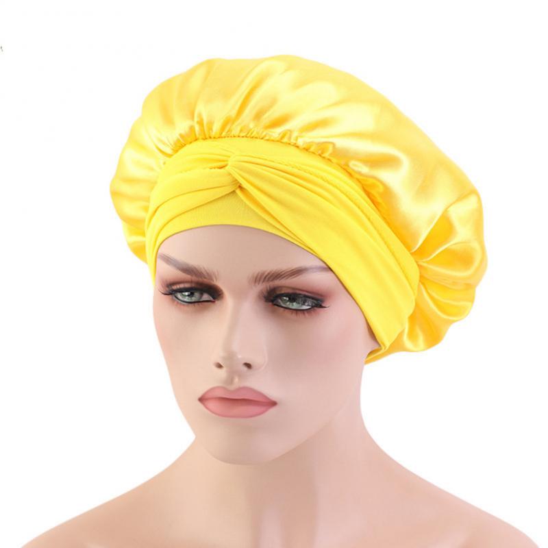 Adjust Solid Satin Bonnet Hair Styling Long Hair Care Women Night Sleep Hat Silk Head Wrap Shower Hair Styling Tool