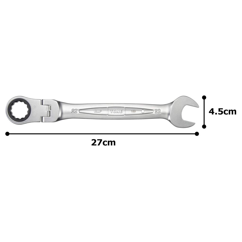 TONE Swing Ratchet Box Wrench Width across flats 22mm RMF-22