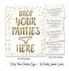Inkdotpot Bridal Shower Game 1 SignA    30 Size CardsA  White Gold Confetti Girls Night Out Bachelorette Party Drop Your Panties