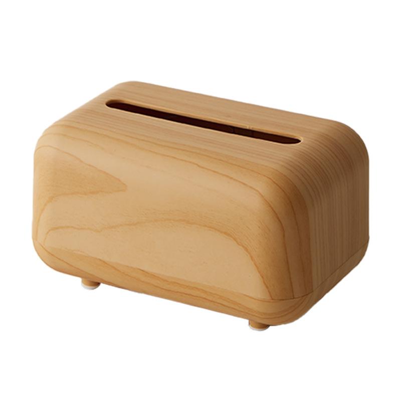 High imitation wood grain magnetic tissue box bedroom living room decoration with spring non-slip desktop coffee table paper box