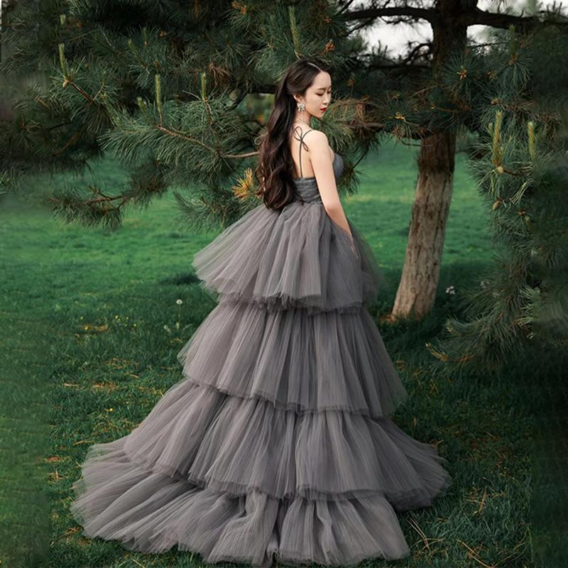 

Свадебная пара Вопрос Цвет одежды Платье Мори Серый Элегантное свадебное платье Длинное платье со шлейфом XXL серый