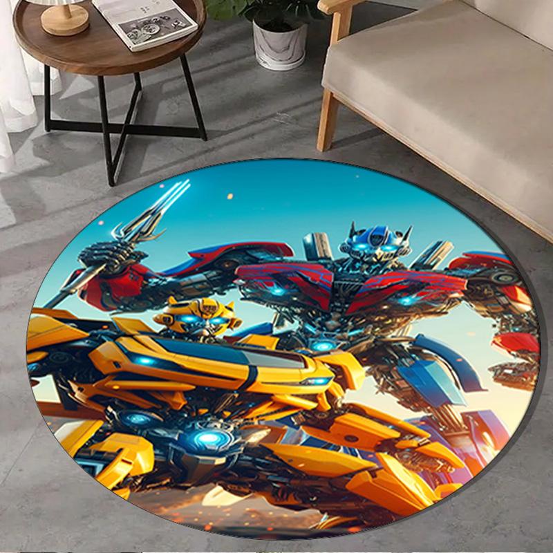 1PC Trans-formers Adventure Round Rug, Non-slip Chair Mat, Home Decor, Circle Carpet Perfect for Office, Bedroom, Living Room,Christmas Gift