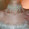 White Tassel Beads Necklace Creative Mesh Neck Jewelry Adjustable Pearl Lace Choker  Women