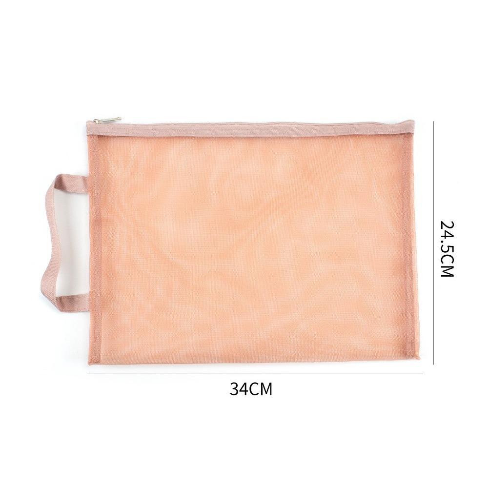 A4 Document Storage Bag Nylon Cosmetic Makeup Bag New Mesh Zip Bag  School Supplies