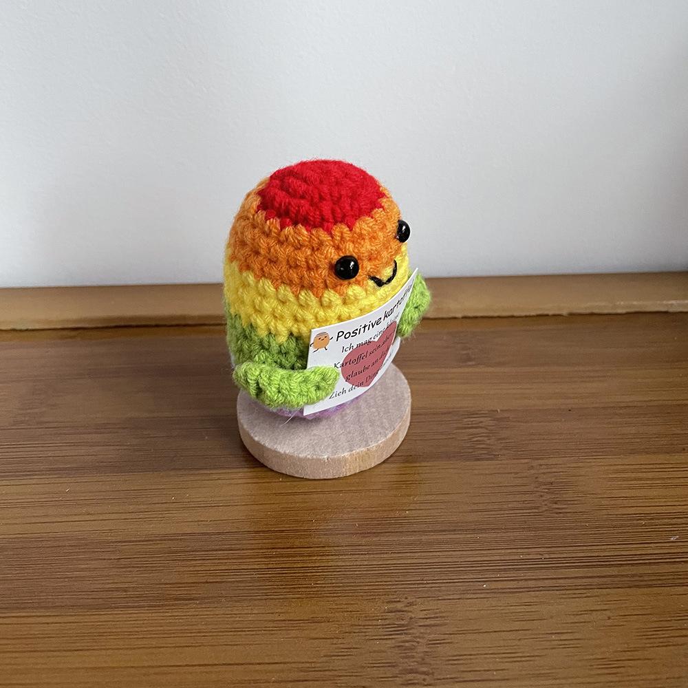 New Colorful Positive Energy Potatoes Doll With Card Home Room Decor Cute Handmade Knitted Potato Toy Dolls Christmas Gifts