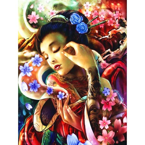 Diy Full Round Diamond Painting Woman 5D Diamond Embroidery Flower Mosaic Portrait Rhinestone Handmade Hobby Decor