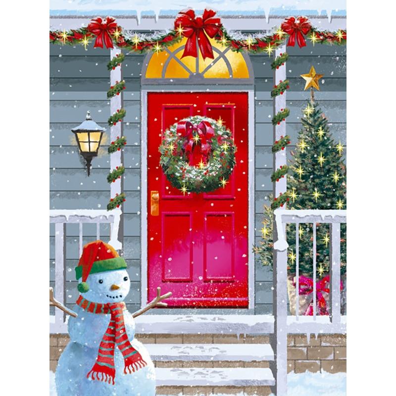 5D DIY Diamond Painting Snow Scene Diamond Embroidery Snowman Cross Stitch Full Round Drill Home Decor Manual Crafts Gift
