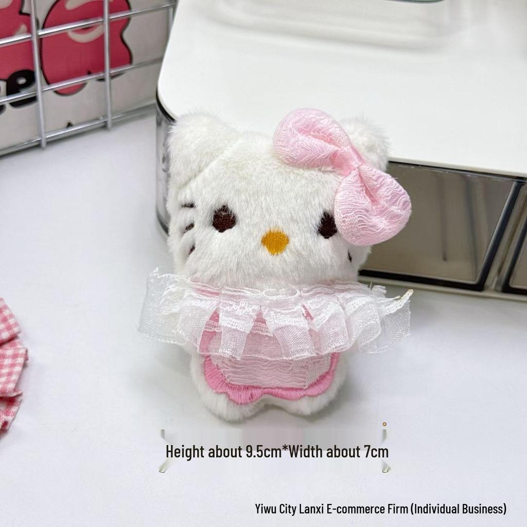 Squeaky Lace Skirt Cat Plush HelloKitty Pendant - DIY Kitten Doll Accessory