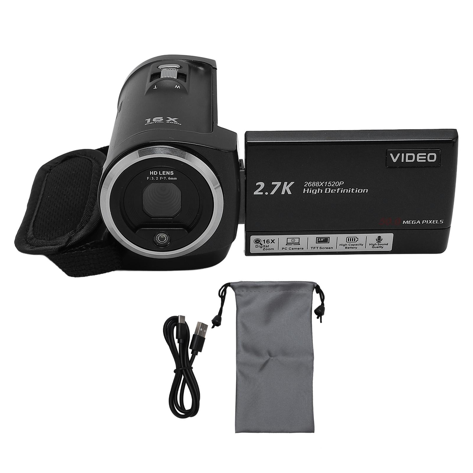 

Video Camera Camcorder 50MP 2.7K HD 16X Digital Zoom 2.8 Inch Rotation Screen Digital Video 8GB