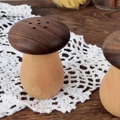 Suport creativ din lemn pentru scobitori, cutie pentru scobitori de uz casnic, nuc, dublu, ciupercă drăguță, borcan practic pentru scobitori, dozator de scobitori