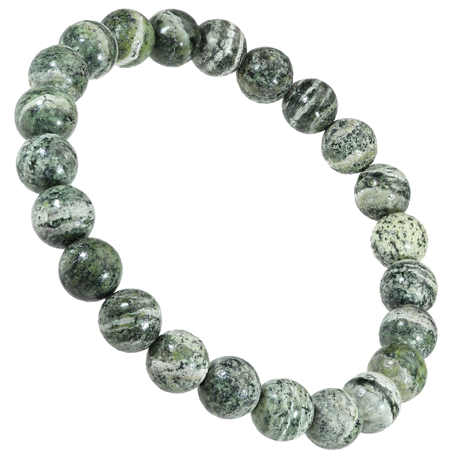

Serpentine Bracelet 8mm L Natural Stone Power Stone Bracelet Prayer Beads Green Serpentine Amulet [Shinjuku Ginnokura] Approx. 17.5cm (Men s M, зелений