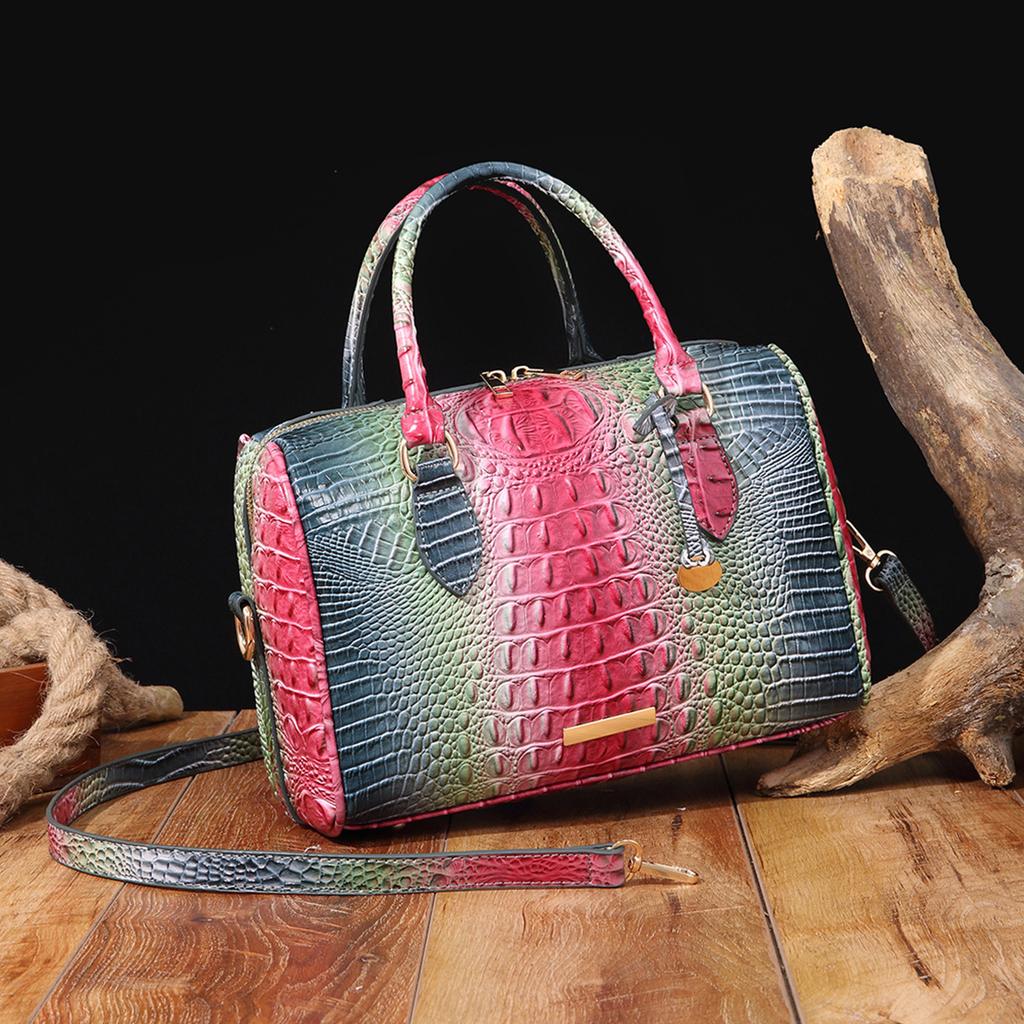 New European and American Handheld Underarm Crossbody Travel Retro Women's Bag Brahmin Crocodile Pattern