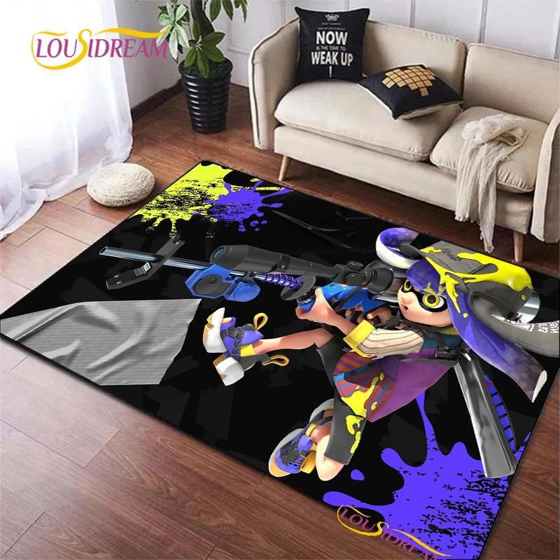 Tappeto Cartone Animato Gioco Splatoon per Soggiorno Camera da Letto Decorazione Tappeti da Area Cucina Tappetino Antiscivolo Alfombra Regalo di Compleanno Tappetino Poster