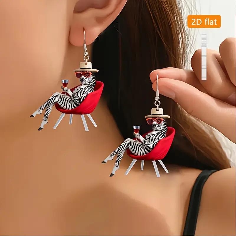 Cross-border new products Elegant animal earrings Creative simplicity Fashion individuality Acrylic retro striped zebra earrings