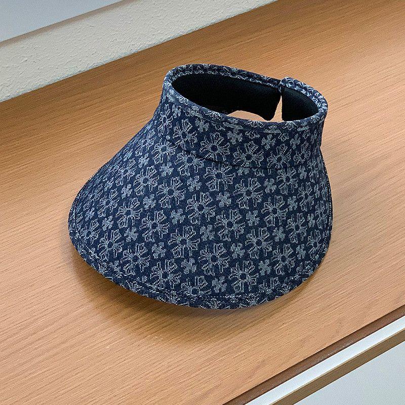 

Trendy Cross Topless Hat Summer Influencer Picks Big Brim High-Grade Sun Hat Face Small Sun Protection Sun Hat 8774-navy blue [vinyl brim]]