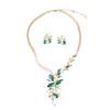 Simple Rhinestone Gemstone Necklace Earrings Set Banquet Dress Women'S Fashion Accessories