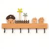Wooden Key Hook Rack 6 Hooks Sundries Storage Shelf Coat Rack  Kitchen Bathroom Bedroom