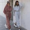 Women's 2 Piece Outfits Long Sleeve Pullover Crop Hoodies And Jogger Pants