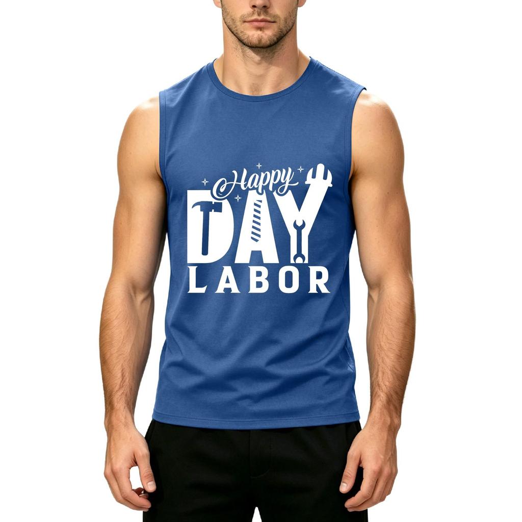 Men's Sleeveless Casual Tank Top Labor Day Graphic Print Lightweight Soft Fabric Summer Shirt