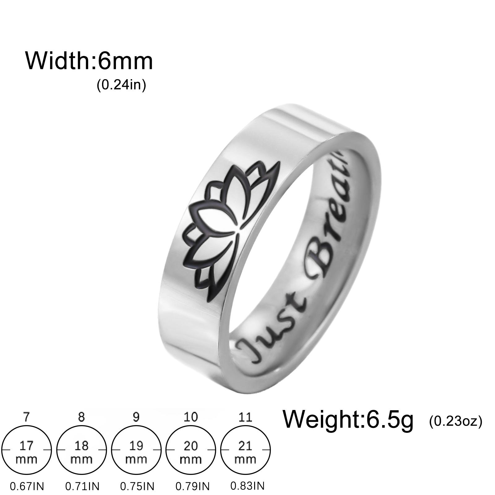 

Lotus Yoga Just Breath Rings for Women Men Stainless Steel Jewelry Meditation Finger Rings Birthday Gift 2026 Wholesale New 10 срібний