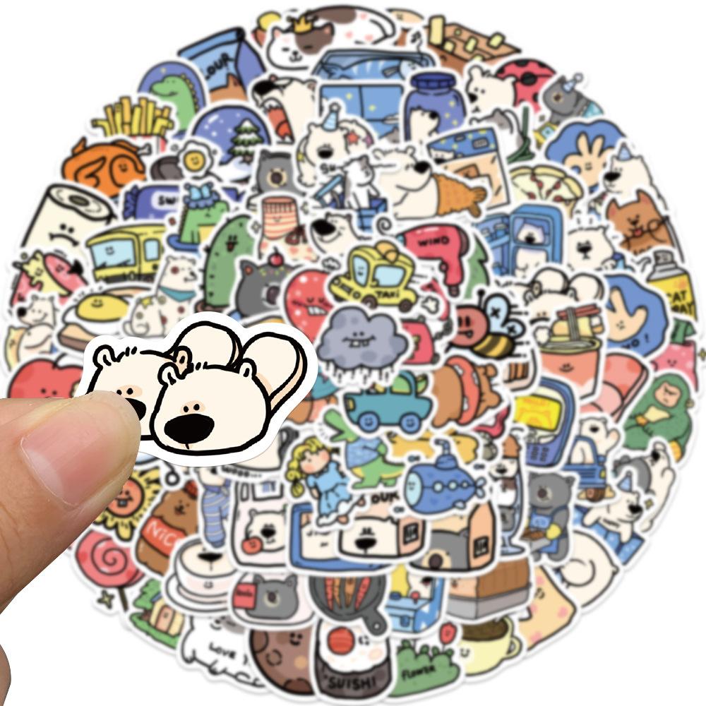 100 Photos of Xiao Zhang Cute Animal Hotel Graffiti Stickers Decorate Suitcase Laptop Waterproof Stickers