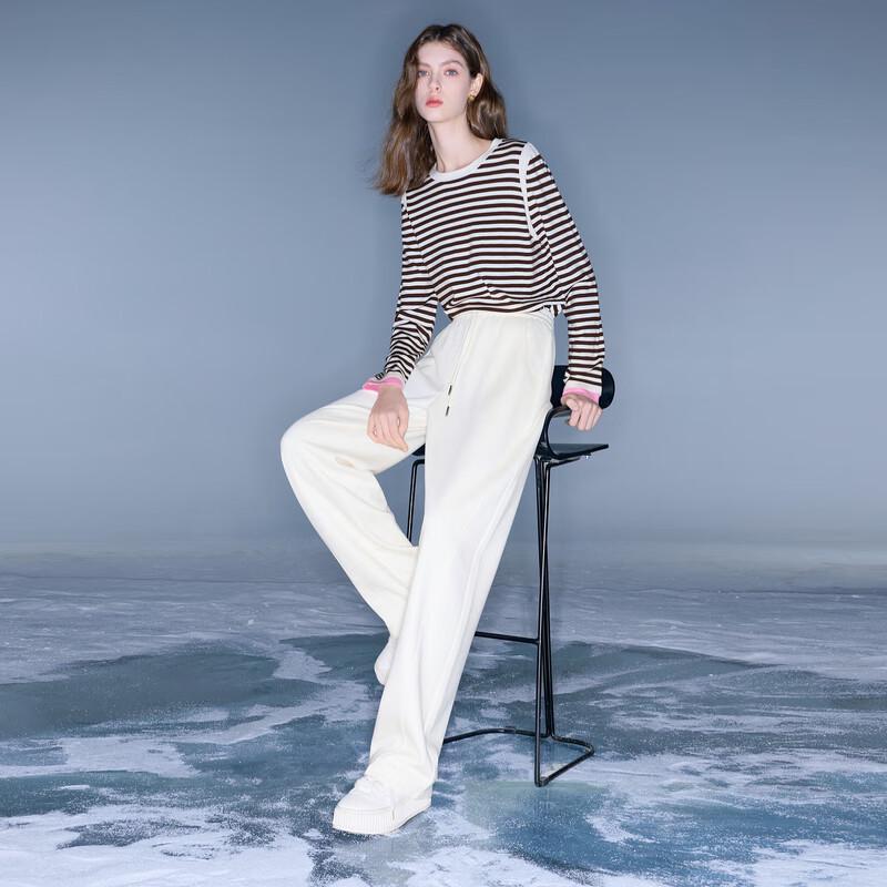 Sancai 2025 Winter Fleece-Lined Loose Straight-Leg Casual Pants for Women