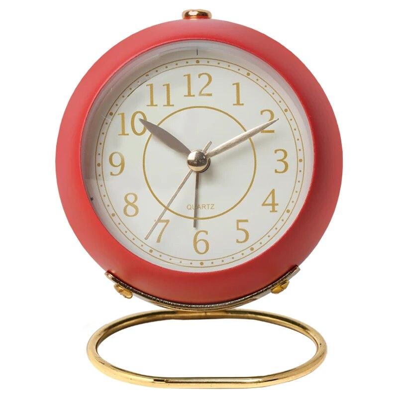 European Style Metal Clock Creative Silent Children's Electronic Aarm Clock Minimalist Living Room Bedroom Student Luminous