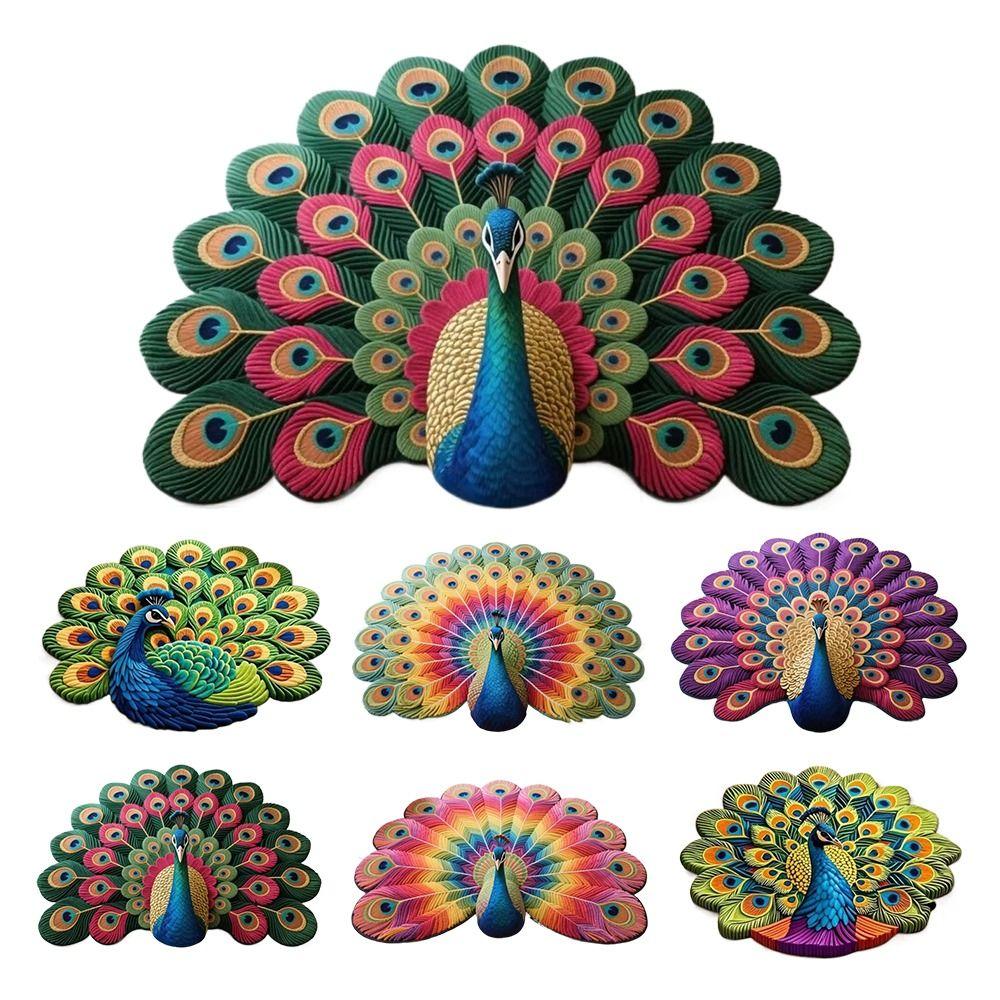 Non-slip Peacock Mat Soft Door Gasket Durable Peacock Carpet  for Living Room Tea Table Bedside