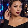 Zircon Pumpkin Ear Studs Rhinestone Long Tassel Drop Earrings Skeleton Dangle Earrings  Party