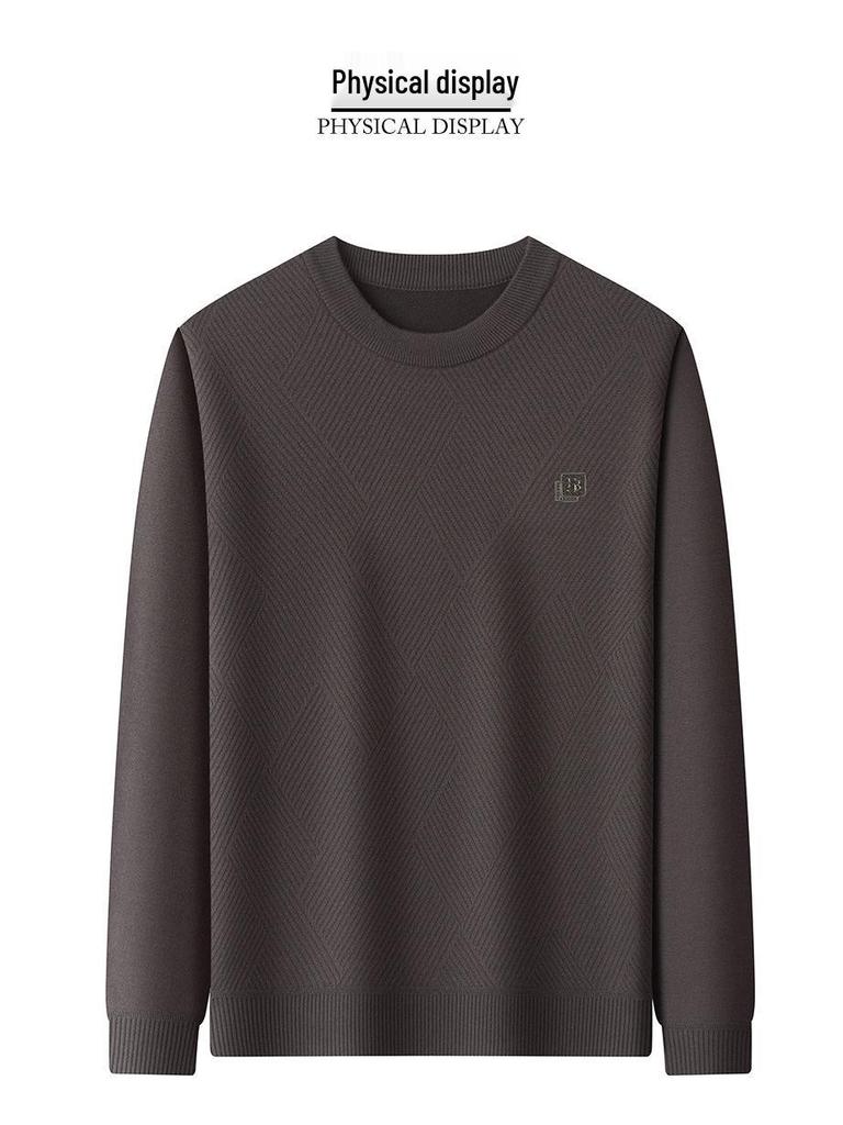 Men's Solid Color Half-High Collar Fleece Knit Sweater - Warm, Casual Base Layer Shirt