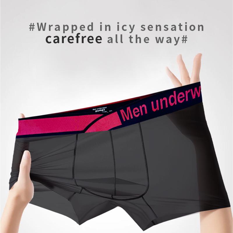 1 Piece V Low Waist Men's Boxer Transparent Ultra-thin Ice Silk Men Underwear Sports Breathable Sexy U Convex Man Boxershorts Trunks
