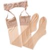 Colors Lace Garter Suspender Belt With Transparent Thigh High Stockings Women Sexy Open Crotch Tights Pole Dance Clubwear