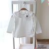Girls' White Peter Pan Collar Long Sleeve Cotton T-Shirt for Spring/Autumn