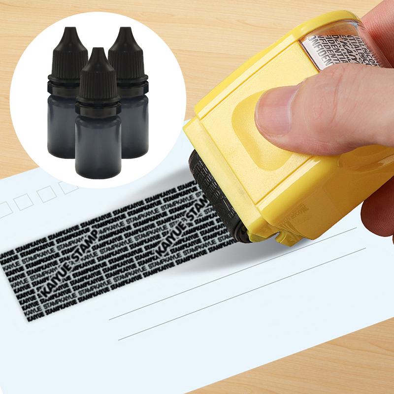 10ml Black Ink Refills Parcel Privacy Information Eliminators Anti-theft ID Security Stamp Messy Code For Letters Envelopes 3pcs