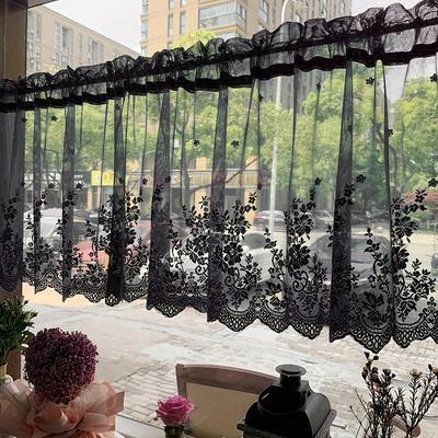 Charming Country Lace Valance Rod Pocket Design, Light-Filtering Floral Window Treatment for Kitchen, Living Room & Bedroom Deco